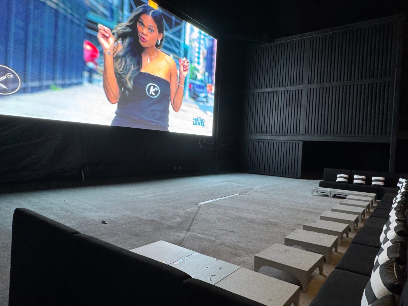 A birthday photo on the giant LED screen at the Arena
